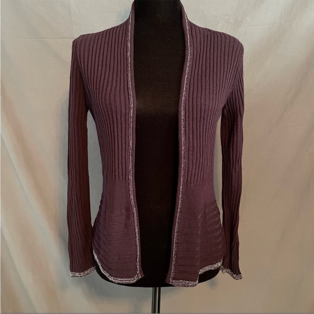 914. NWOT - Apt 9 Purple and Silver Cardigan - Picture 4 of 8